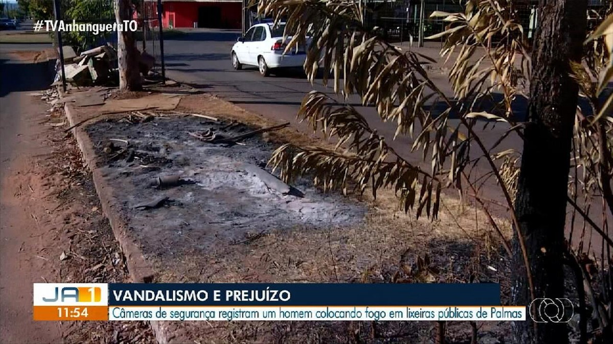 Homem coloca fogo em lixeiras públicas no Jardim Aureny III, moradores pedem providências